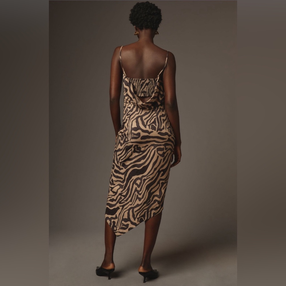 ✨ Anthropologie Sleeveless Draped-Back Asymmetrical Slip Midi Dress Sz 16 - Picture 6 of 10